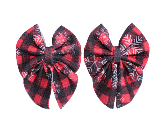 Frosty Plaid Bow